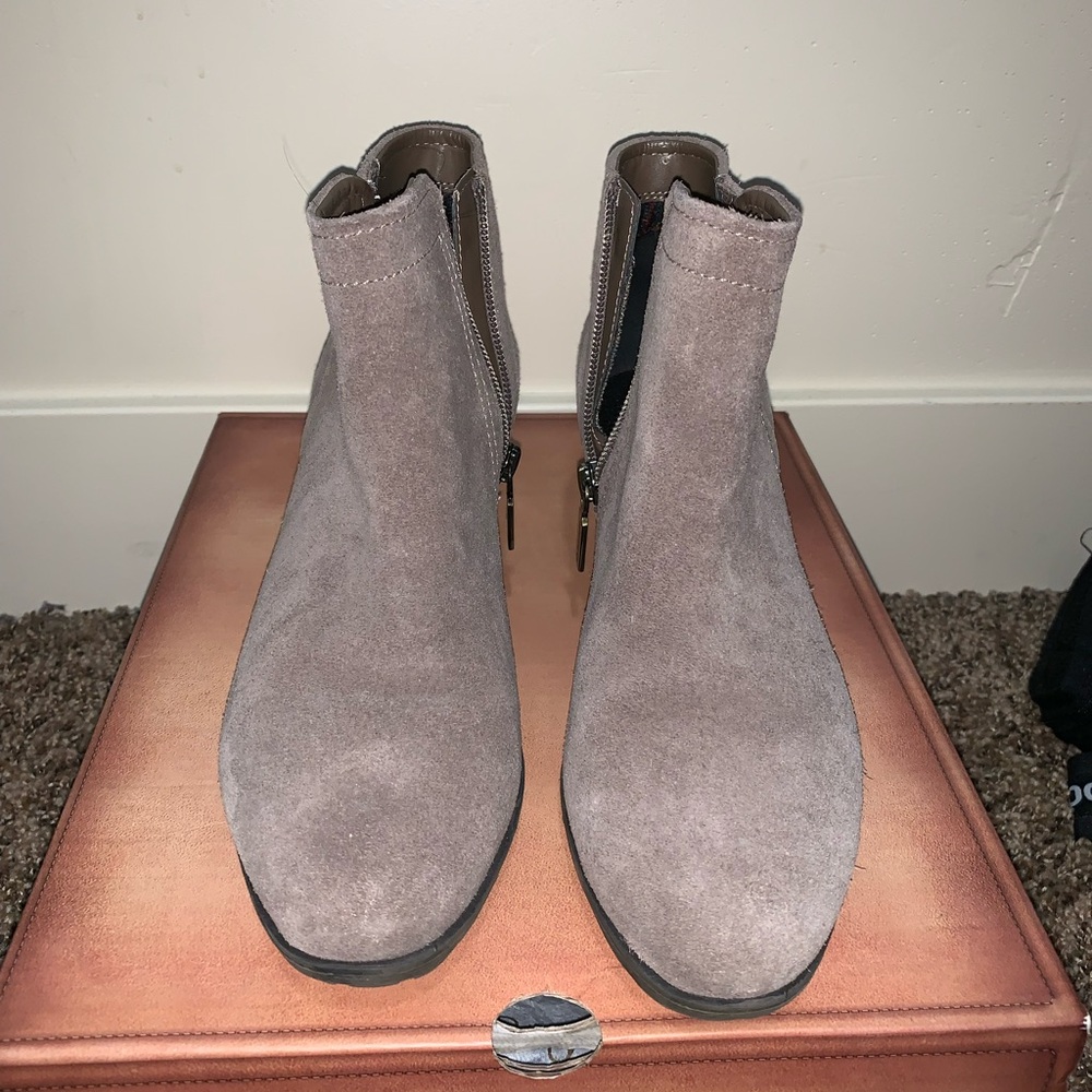 Blondo Taupe Suede Ankle Booties
